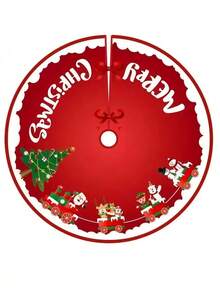 1pc Winter Santa Claus Christmas Tree Skirt - Holiday Atmosphere Decoration, Polyester Material, Stocking Up At The End Of The Year Home And Party Holiday Decoration,Christmas Decorations Gift - Multicolor - View 7