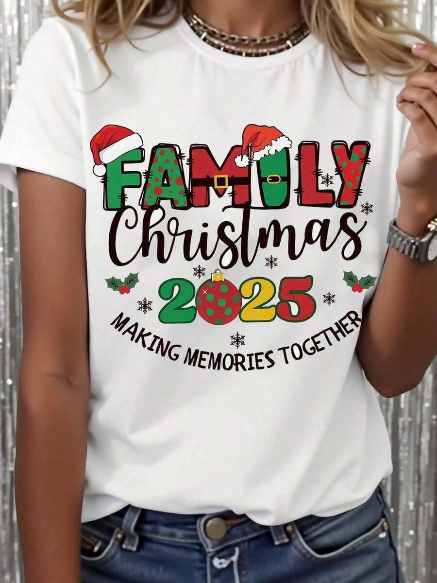 Women's Tree Casual Round Neck Short Sleeve-Shirt, Cheerful And Bright Tree, Women's Shirt, Women's Holiday Shirt,, Chic Winter Shirt, Cute Holiday-Shirt, Tree Shirt,-Shirt, Women's Clothing - Trắng 2 - Xem 1