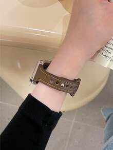 Dây đeo đồng hồ PU cứng cáp, tương thích với Apple Watch 42mm, 38mm, 40mm, 41mm, 44mm, 45mm, 46mm, 49mm, dây đeo thay thế thời trang cho đồng hồ thông minh, phù hợp với các dòng Ultra2, Ultra SE2, SE 11, 10, 9, 8, 7, 6, 5, 4, 3, 2, 1 và nhiều dòng khác, phiên bản dành cho nữ, có thể dùng làm quà tặng nhân dịp tựu trường. - màu nâu - Xem 4