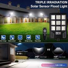 1200W Luz solar súper brillante 900000LM Luz de pared solar de ultra alta potencia para exteriores Iluminación de a prueba de agua Luz de jardín con sensor de movimiento Luz de patio, garaje y calle Foco