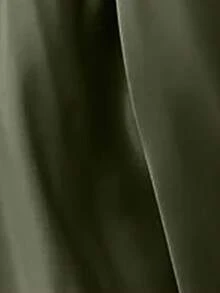 EARO Women's European And American Fashion Elegant Satin High-End Everyday Versatile Skirt, High Waisted Slimming Stretchy Knee-Length A-Line Flared Skirt, Autumn/Winter - 綠色 - 查看 5