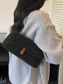 Women's Retro Soft PU Leather High-End One Shoulder Underarm Bag With Shell-Shaped Metal Decor, Fashionable Handbag, Small Square Saddle Bag Design, Suitable For Women's Daily Use, Parties, Gatherings, Travel