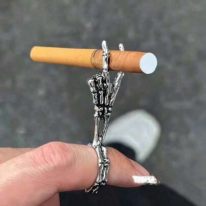 Vintage Skull Hand Cigarette - Holding Ring, Anti - Yellowing Finger Cigarette Holder, Stylish Cigarette Ring For Men
