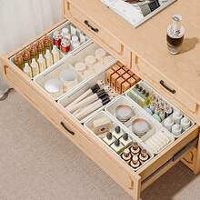 Expandable Plastic Makeup Organizer Set, Suitable For Vanity Countertop - Adjustable Length Multi-Purpose Storage Box For Cosmetics, Office Supplies And Bathroom Accessories - Drawer Organizer For Desk, Kitchen, Storage & Organization, Desktop Organizer And Display Box, Extendable Drawer Makeup Brush Holder Lipstick Compartment Organizer For Dorm