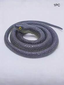 1pc Realistic Soft Rubber Snake Prop, Vivid Patterned Python Design, Scary Animal Snake Toy, Flexible & Washable, Halloween Party Gag Gift, Christmas Present