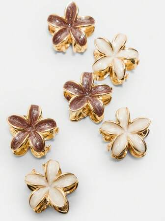 6 piezas Pequeños Clips de Pelo con Flores, Pinzas para Coleta - Elegantes y Lindos, Adecuados para Uso Diario, Accesorios de Pelo de Navidad Moda de Otoño Pinza de Pelo de Invierno para Atuendos de Vacaciones Mujer Pinza de Pelo de Invierno