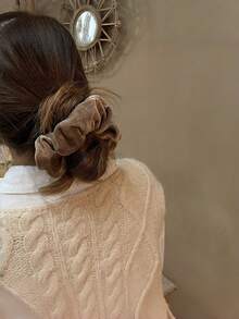 4/1件装超大号丝绒时尚发圈，纯色布料发饰，复古美式简约优雅发带，圣诞发饰 - 彩色 - 查看 4