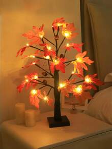 秋季人造枫树灯，感恩节枫叶橡子桌面灯，暖白光串灯，适用于万圣节、秋季装饰、感恩节、餐桌、户外露台、丰收派对、室内家居装饰（不含电池） - 彩色 - 查看 7