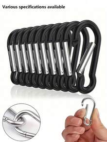 10个D型高品质铝合金登山扣，DIY攀岩扣，配件及钥匙扣，适用于户外徒步背包和日常佩戴，轻便多功能，男女通用，适合运动、探险和旅行 - 彩色 - 查看 6