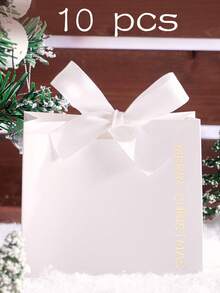 10pcs Elegant Merry Christmas Mini Gift Bags With Satin Ribbons - Classic Black, Green, And Red Designs Featuring Gold Foil Text - Perfect For Chocolates, Candies, And Small Gifts - Ideal For Holiday Celebrations, Christmas Party Favors, And Festive Gift Wrapping,Christmas