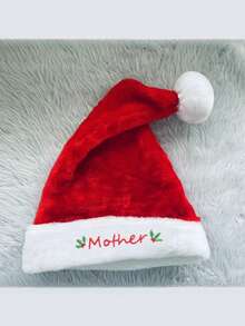短款毛绒圣诞帽，适合全家佩戴，高端时尚。圣诞节期间，父母和孩子都可以佩戴。刺绣圣诞帽装饰。圣诞家居装饰，圣诞礼物，圣诞装饰品 - 紅色 - 查看 8