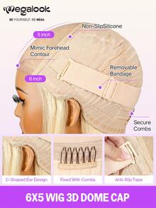 MEGALOOK 6英寸x5英寸蕾丝波浪卷假发，100%真人发丝 - 无需胶水，预剪蕾丝，预拔毛，自然发际线，透明蕾丝，180%密度，金色，16-30英寸 - 无需胶水，新手友好，耐用，轻盈舒适，可全天佩戴，掉发极少，适合日常使用 - S613 - 查看 9