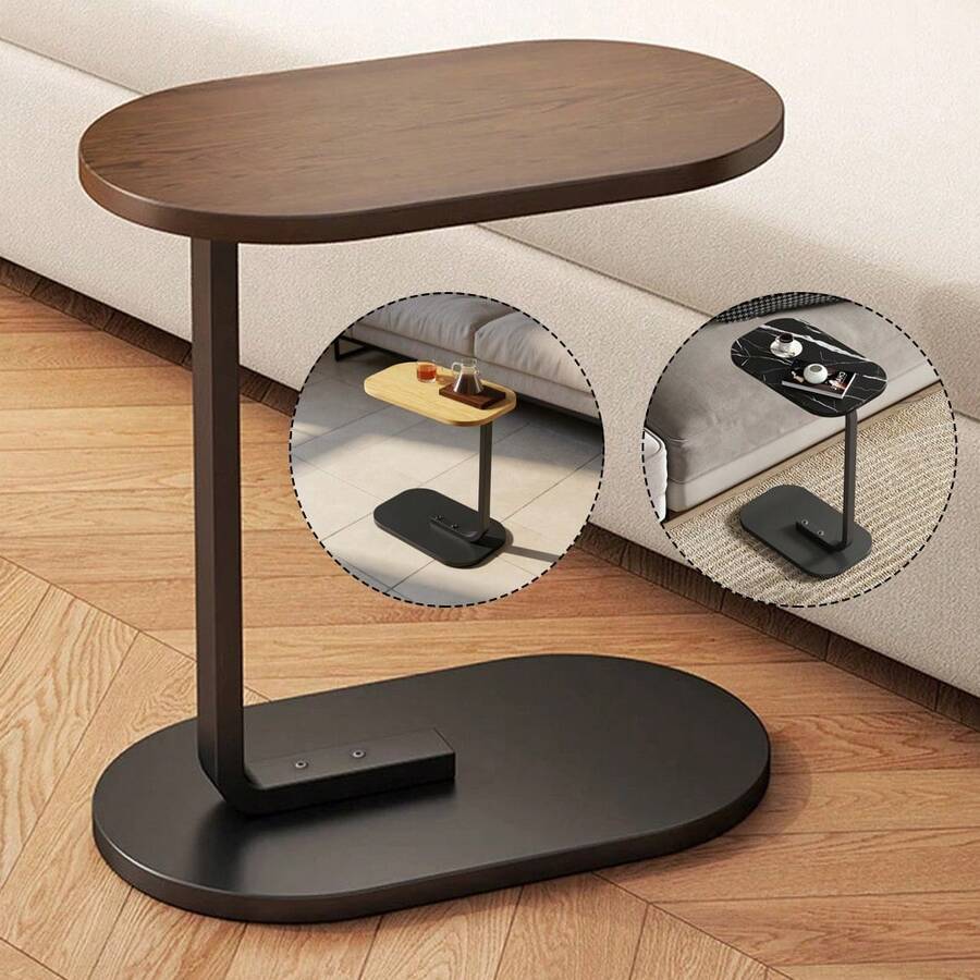 C-Shaped End Table Modern Floating Side Table For Sofa/Bed,Storage Nightstand For Small Spaces - Brown - View 1