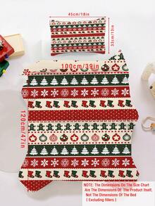 1/2 Stücke Weihnachts-Strick-Stil Bettbezug Set mit festlichem Muster, rote Bettwäsche (1 Bettbezug + 1 Kissenbezug ohne Füllung), Feiertags-Bettwäsche für Kinder/Kleinkinder, Weihnachts-Schlafzimmer Dekoration