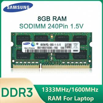 Samsung 三星笔记本电脑内存 DDR3 1.5V 1333MHz/1600MHz 8GB 204针 SO-DIMM 内存条，适用于笔记本电脑，圣诞礼物/新年礼物/节日礼物/圣诞特辑