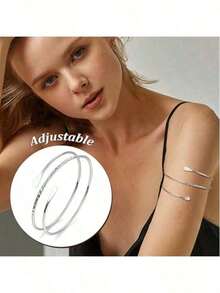 6pcs/Set Geometric Metal Punk Style Hollow Cross Layer Exaggerated Bangle Bracelets For Women - 金子 - 查看 5