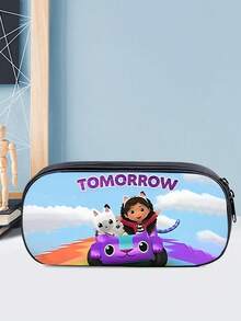 Gabby's Dollhouse Thème de la maison de poupée de Gabby - Nouvelle trousse à crayons imprimée de dessins animés, trousse à crayons rose de sac à dos de dessin animé pour les élèves du primaire, grande trousse à crayons mignonne de dessin animé, convient pour la rentrée scolaire, Halloween, Thanksgiving, Noël et les fêtes comme cadeau pour les amis et la famille