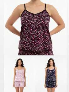 Kit 2 Baby Dolls Conforto do Verão – Pijamas Leves para Noites Fresquinhas - Multicolorido - Visão 7