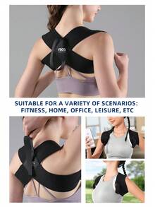 VBOSI Unisex Upper Back Support Straps - Posture Corrector For Sports And Daily Wear - Black - View 7