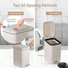 Small Bathroom Trash Can With Lid Slim Soft Close Garbage Can With PopUp Lid And Step On Foot Pedal Small Trash Bin Trashcan Waste Basket For Toilet Office Bedroom Kitchen Living Room - White - View 3