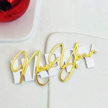 1pc/3pcs/6pcs Happy New Year & Merry Christmas Gold Acrylic Cake Toppers, Suitable For New Year Party And Christmas Cake Decoration