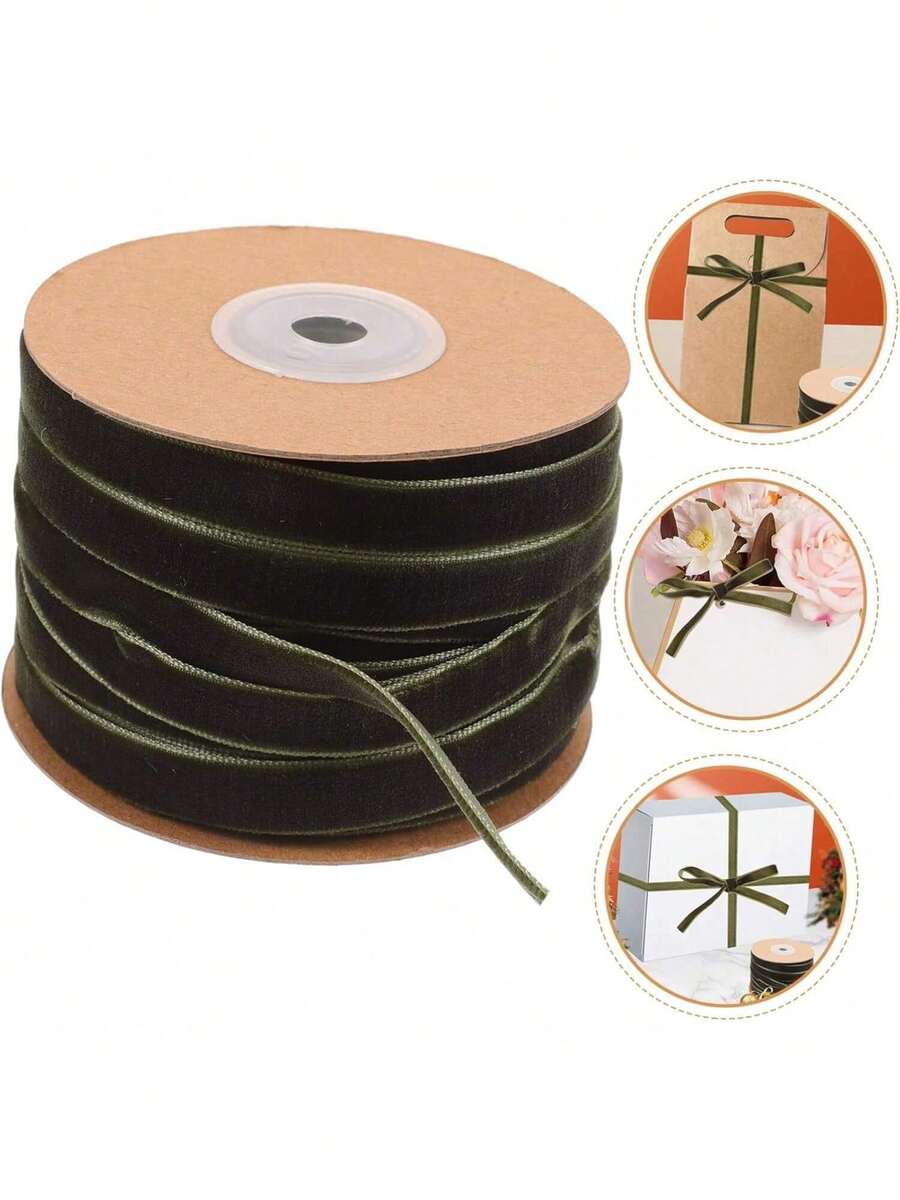 Baluue 1 Rollo de terciopelo para coronas multifunción listones navideños listones para moños decorar decoración de envolver conveniente de Green - 1 - Ver 1