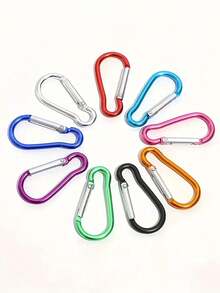 10个D型高品质铝合金登山扣，DIY攀岩扣，配件及钥匙扣，适用于户外徒步背包和日常佩戴，轻便多功能，男女通用，适合运动、探险和旅行 - 彩色 - 查看 9
