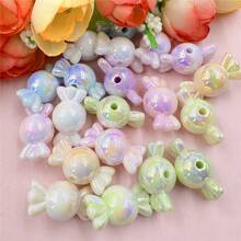 10PCS 11.2 * 21.4mm Glossy Macaron Color UV Plated Perforated Candy Beads Acrylic Beads - Rainbow Pink Candy Color, Perfect For DIY Jewelry Making Bracelets And Necklaces, Earring - 彩色 - 查看 9