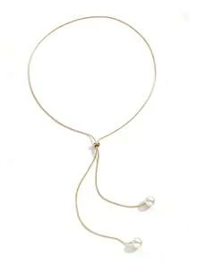 1pc Elegant Minimalist Style Adjustable Faux Pearl Necklace, Versatile Sweater Chain For Women, Daily & Date Wear - Multicolor - View 5