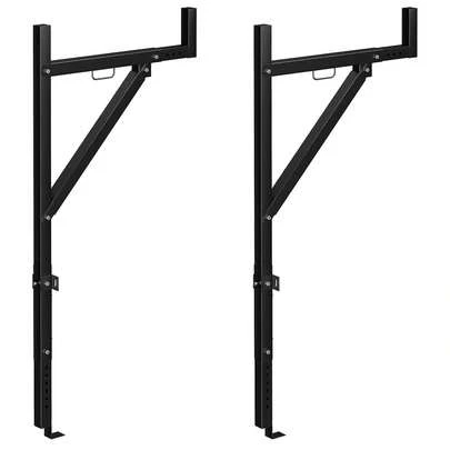 Portaescaleras para remolque con capacidad de 113 kg, altura ajustable de 113 a 125 cm, ancho retráctil, soporte de acero para camión, soporte para kayak, tabla de surf, madera y escalera.