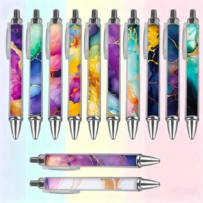 12 canetas esferográficas roxas e verdes douradas, tinta preta, corpo de plástico, escrita suave, adequadas para presentes de escritório e Natal, material escolar