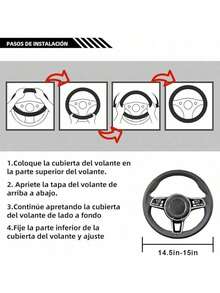 YOKNETIG Funda para Volante,Cubierta Volante Coche,Microfibra,Transpirable, Antideslizante,para decoración de Coche y protección de Volante,Niversal de 38cm (Beige) - Marrón - Ver 5