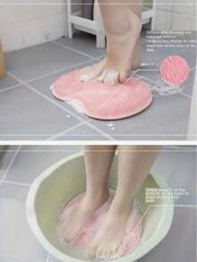 1 Silicone Foot Massager And Scrub Pad Set, Suitable For Bathroom (Pink/Yellow/Blue/Gray) - For Bathing, Back Massage, And Foot Massage. Silicone Anti Mat Bathroom Floor Mat - Multicolor - View 4