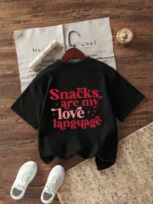 Áo thun cổ tròn tay ngắn in họa tiết dễ thương thường ngày cho bé gái tuổi mới lớn, áo mùa hè - màu đen - Xem 6