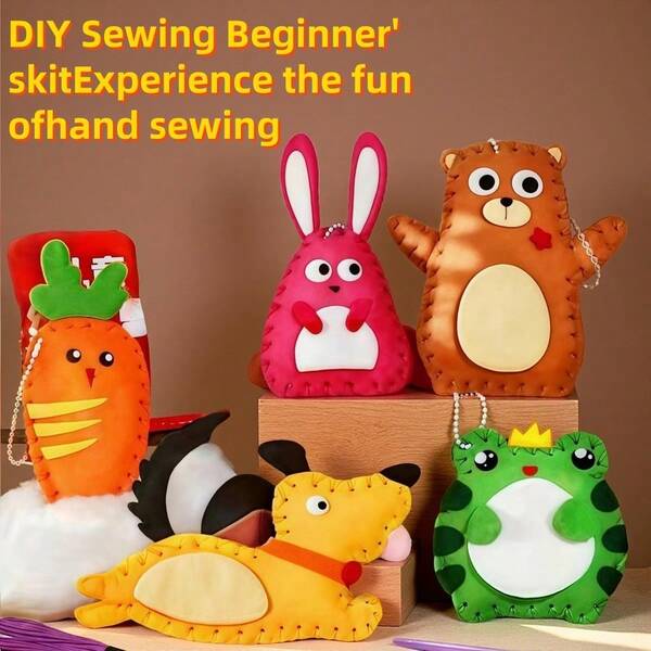 Los seis piezas del kit de costura inician un viaje de manualidades creativas DIY. Úsalo para hacer lindas decoraciones colgantes con forma de animales, agregando fácilmente una atmósfera vívida y animada a tu habitación