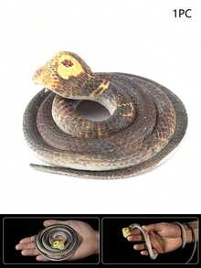 1pc Realistic Soft Rubber Snake Prop, Vivid Patterned Python Design, Scary Animal Snake Toy, Flexible & Washable, Halloween Party Gag Gift, Christmas Present