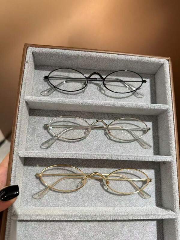 1 pieza Gafas de bloqueo de luz azul ovaladas pequeñas de metal de alta calidad para niños, de moda, adecuadas para niños y niñas, previenen la fatiga visual, para uso en computadora, TV, juegos y teléfonos inteligentes, lentes transparentes de moda