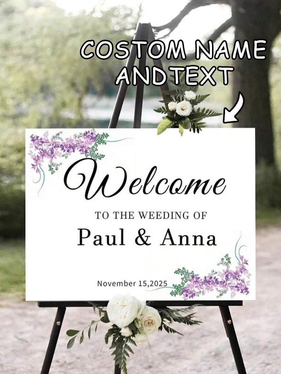 1pc Customized Engagement Party Sign, Engagement Welcome Sign, Birthday Party Sign, Graduation Party Sign, Engagement Decor, Engagement Party Decor, Engagement Sign, Birthday Sign, Graduation Sign - Multicolor - View 1