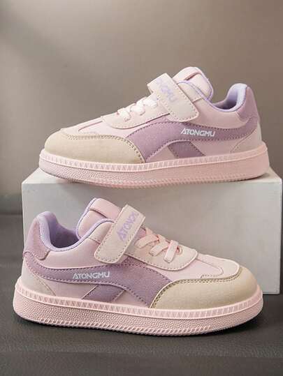 1 Paar 2025 Frühling/Herbst Neue Bequeme Minimalistische Klettverschluss Campus Stil Kindersportschuhe, Modische Freizeitschuhe, Babysneaker