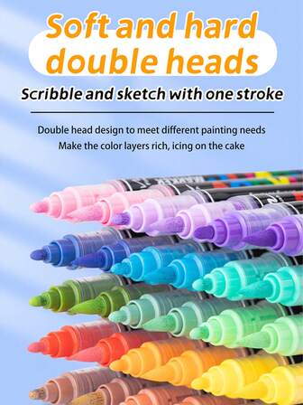 1 支双头丙烯酸马克笔，36/60/84/120/168 色学生艺术专业软毛笔尖绘画笔，耐用高品质彩色马克笔，可混合速干填充笔，不渗色涂鸦笔，荧光笔，手绘笔，水彩笔，节日贺卡绘画用品