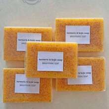 Turmeric Lemon Kojic Soap 100g, Suitable Face, Bath And Soap, Handmade Soap Cleanser,Rich Foam Deeply Cleanses And Smoothens Skin, Handmade With Essential Oil
