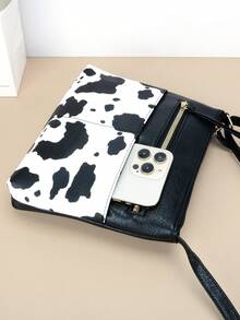 حقيبة كتف نسائية ذات طبعة حيوانية عتيقة للهدايا، حقيبة كاجوال بنمط بقري للاستخدام اليومي، حقائب يد نسائية مع معصم