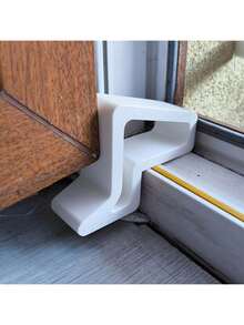 1pc Heavy Duty Door And Window Stop - Sturdy Hard Plastic Material With Non- Base, One-Button Locking Mechanism, Space-Saving Design For Indoor/Outdoor Doors, Windows, Glass Partitions - Suitable For Home, Office, Hotel, Apartment - White/Black - Included Screws For Easy Installation