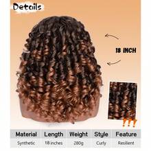 18-Inch Synthetic Curly Wig With Bangs, Fluffy Christmas Wig For Women, Heat Resistant Cosplay Wig - Brown Ombre - View 5