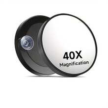 40x Magnifying Glass With Suction Cup - 3.5inch High Magnification Cosmetic And Dermatology Mirror, Portable Battery-Free Magnifier, Compatible With Tweezer Stand, Polished Anti-Fog Surface, Soft Beige Color And Professional Skincare Tool (Batteries/Power Supply Not Included), Floral Design, Durable Plastic, Oil-Resistant Coating, Essential For Beauty Experts