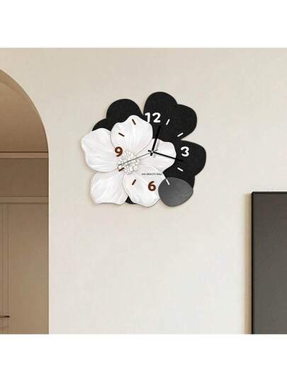 YZOK 1pc, The Wand Klok Living Room 2025 New Verlichting Luxe High End Feel, Features Silent out Holes Bloemen Creative ative Painting