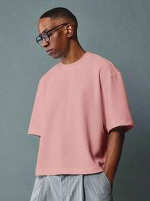 Oversized Boxy Cut Short Sleeve Jersey T Shirt Casual Crop Fit Streetwear Modern Minimalist All Season Essential Top-Comfortable Retro Cotton T-Shirt-K91-Unisex Summer Casual Vintage Cotton Printed T-Shirts For Couples - Bụi hồng - Xem 9