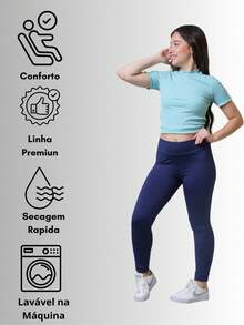 Thick Girls' Leggings, Youth, High Waist, Comfortable, Zero Transparency - 藏蓝色 - 查看 5