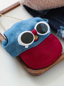 PETCIRCLE 2pcs Pet Clothes, Dog Cat Outfit, Small Dog Puppy Apparel, Cute & Stylish Outfit Set: Fleece Hoodie + White Fashion Glasses Hat - Multicolor - View 6