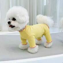 1pc Pet Dog Pajamas, Suitable For Teddy, Poodle, Small Dogs, Autumn/Winter - Yellow - View 6